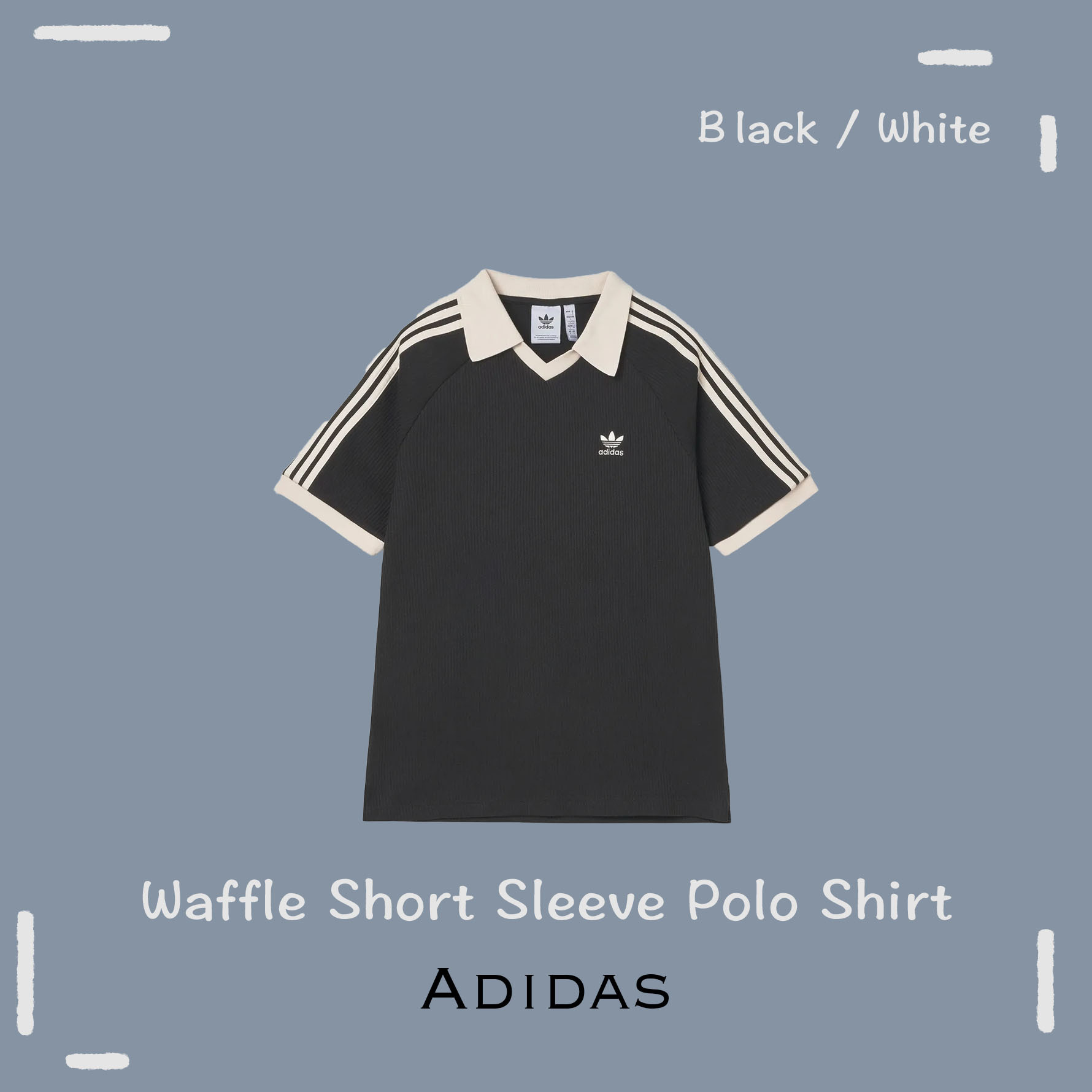 【OWN】Adidas Originals Polo 華夫格 短袖 上衣 韓國限定 通路限定 黑色 JV9266