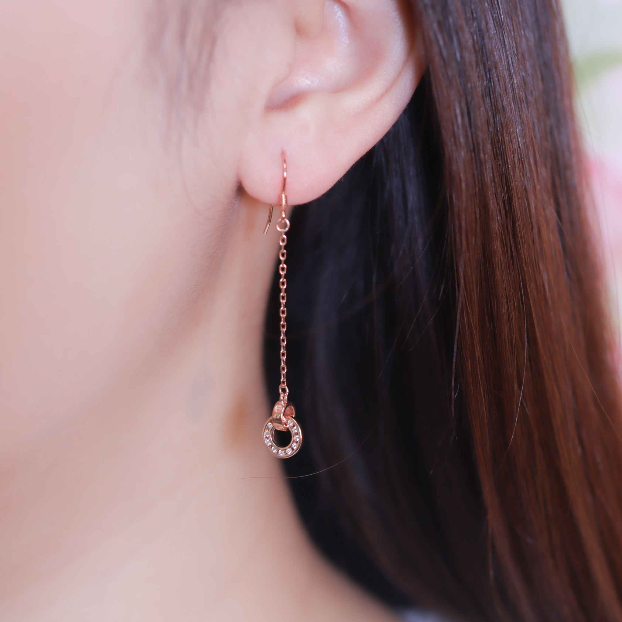 | 925純銀・ 厚鍍玫瑰金 | 不分開耳環 | EA0932 |