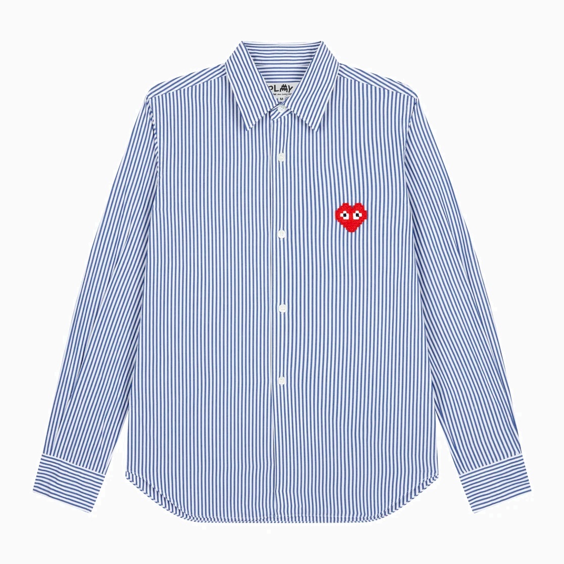 LAST PCS: COMME DES GARGONS PLAY x THE ARTIST INVADER COTTON BOARD SHIRT (MEN) - LT.BLUE STRIPE SIZE S PRE ORDER ITEM (預訂中)