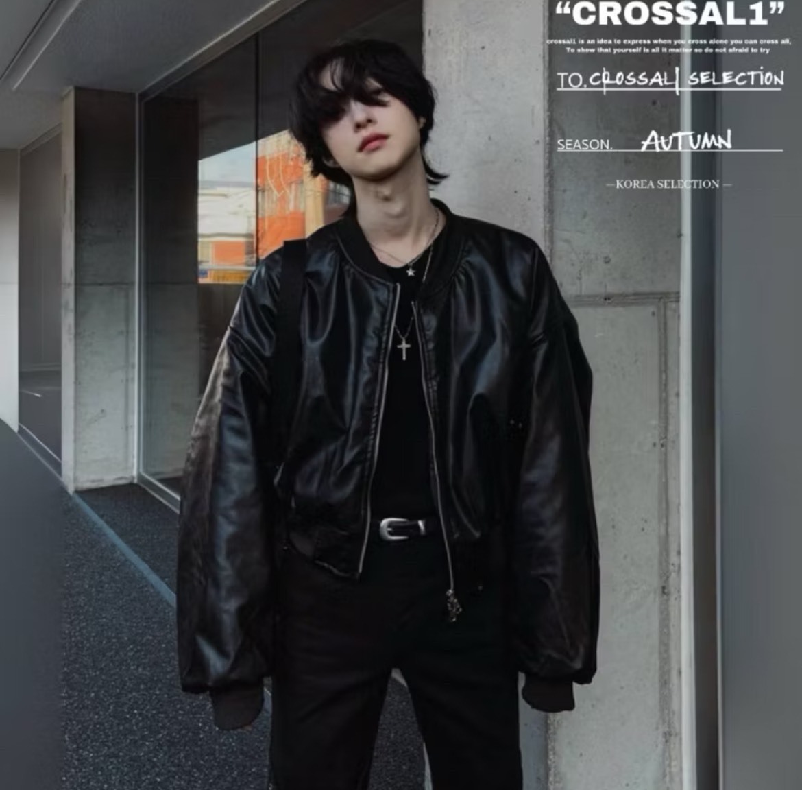 短款棒球無領皮衣外套