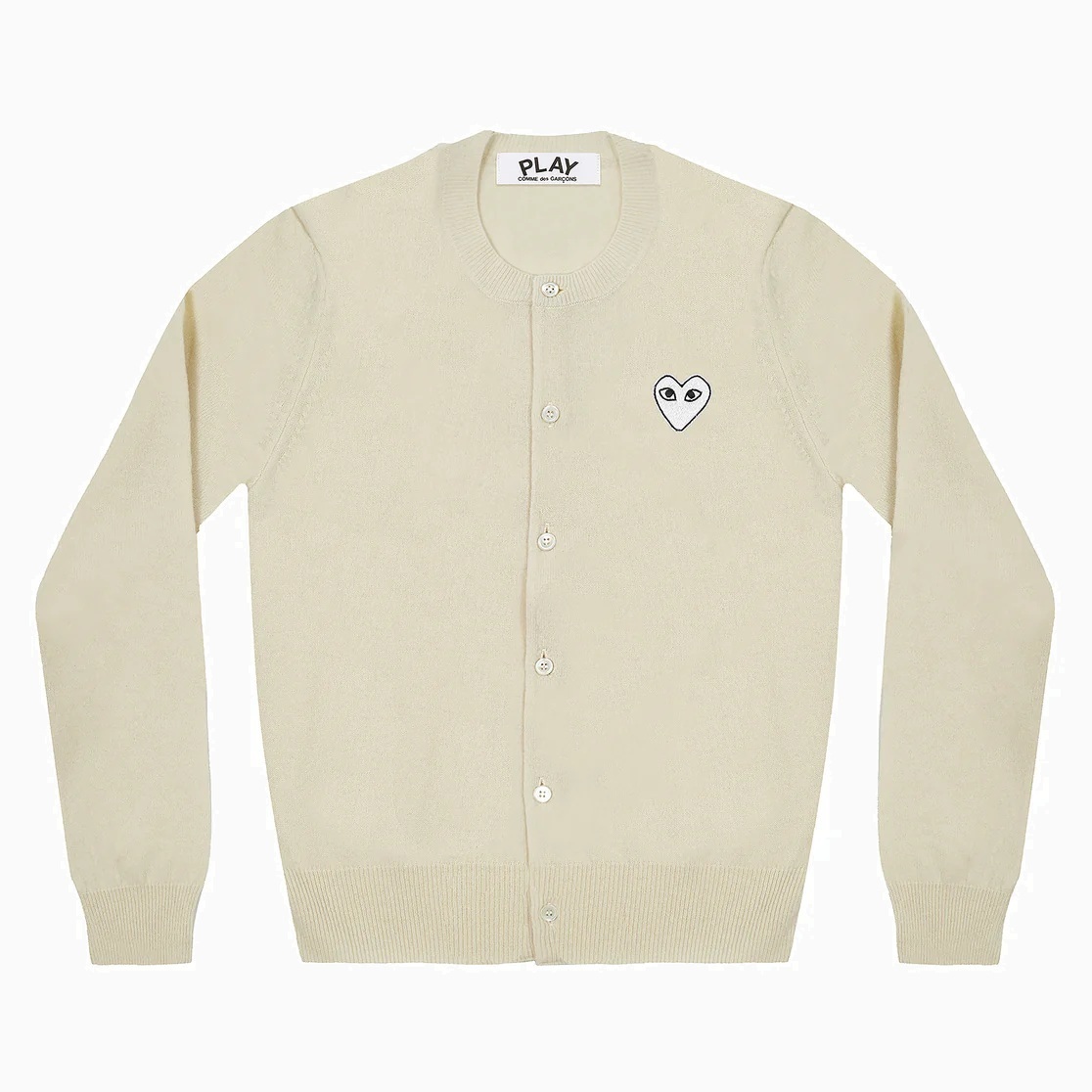 COMME DES GARGONS PLAY WHITE HEART CARDIGAN (GIRL) - NATURAL PRE ORDER ITEM (預訂中)