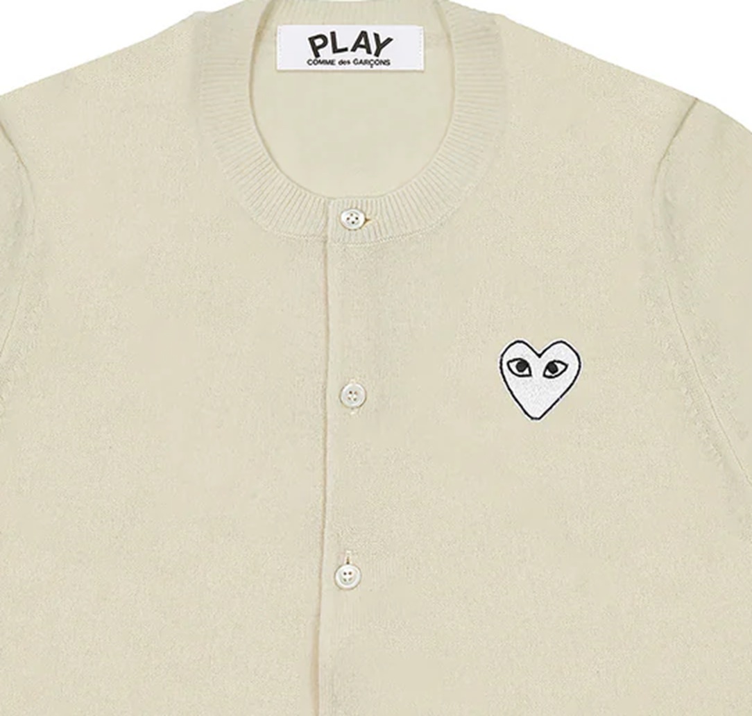 COMME DES GARGONS PLAY WHITE HEART CARDIGAN (GIRL) - NATURAL PRE ORDER ITEM (預訂中)
