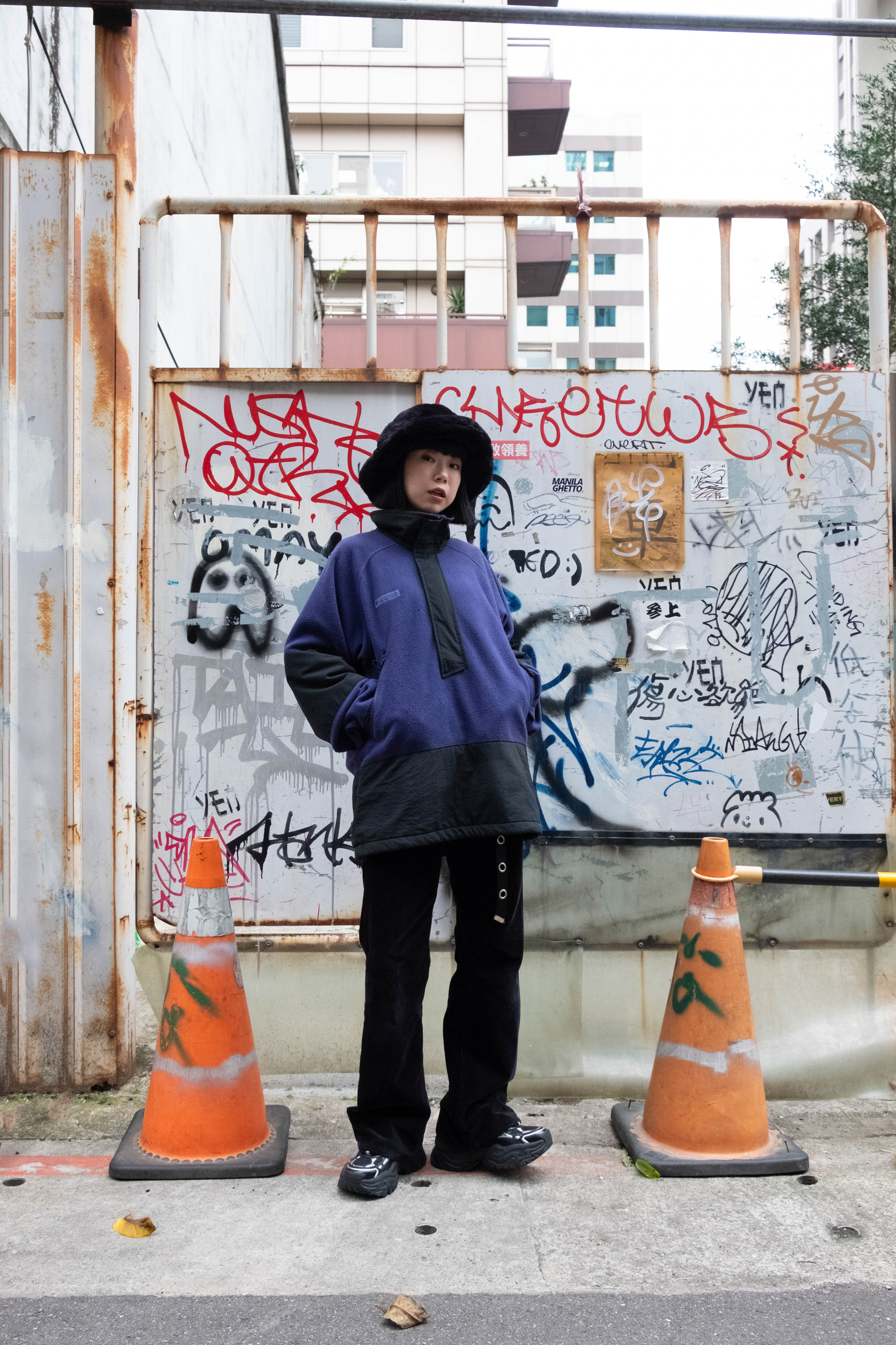 Columbia 1980-90s 刷毛尼龍拼接長版罩衫