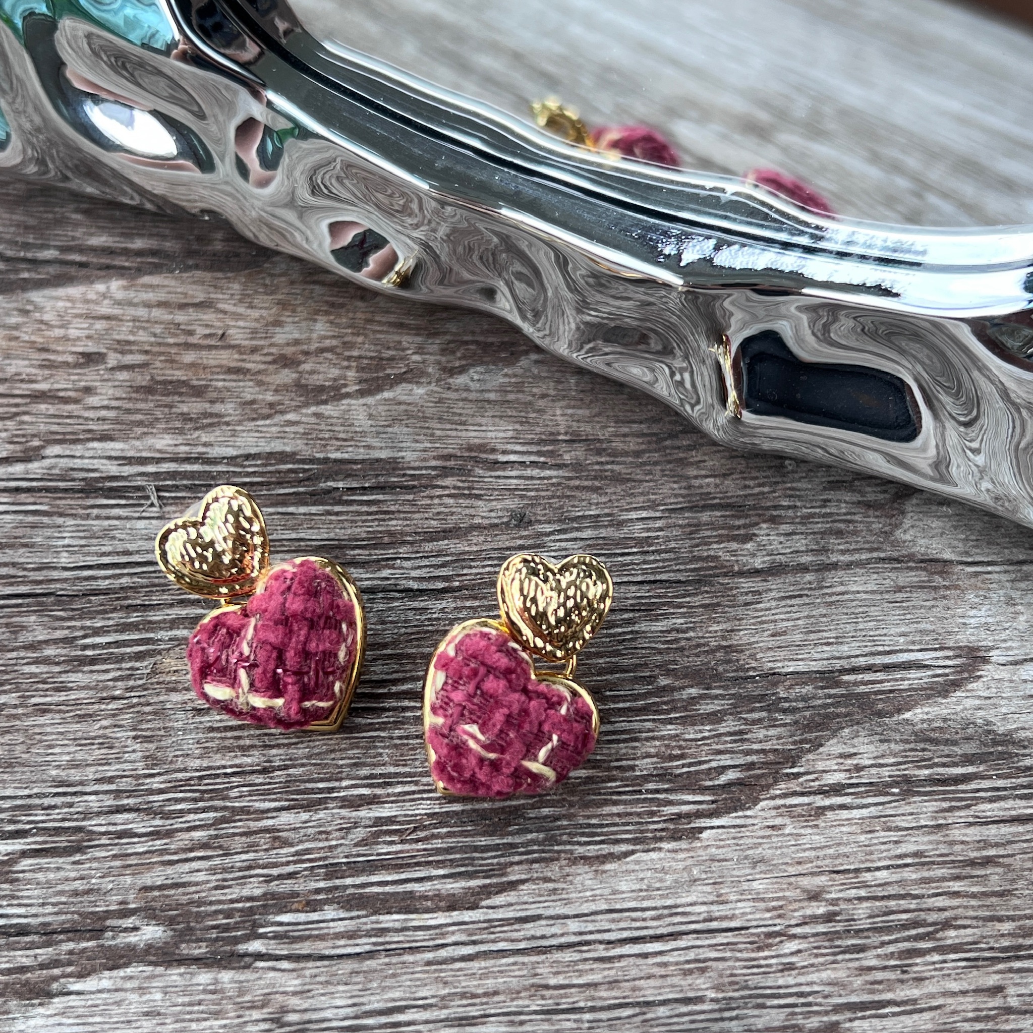 French Style Woven Heart Earrings