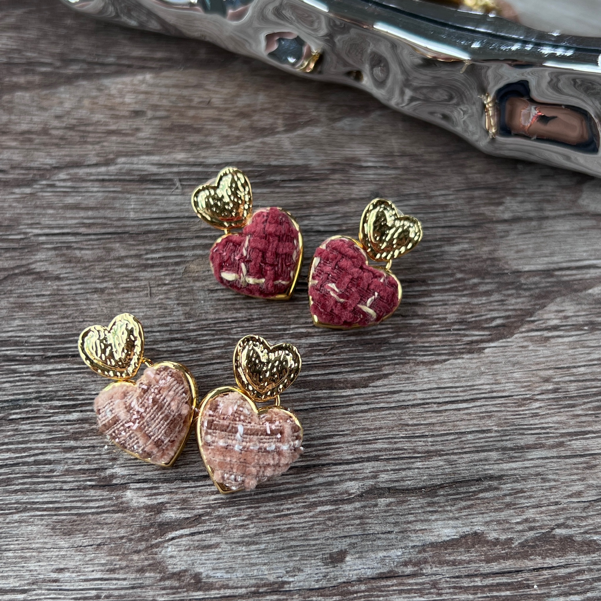 French Style Woven Heart Earrings