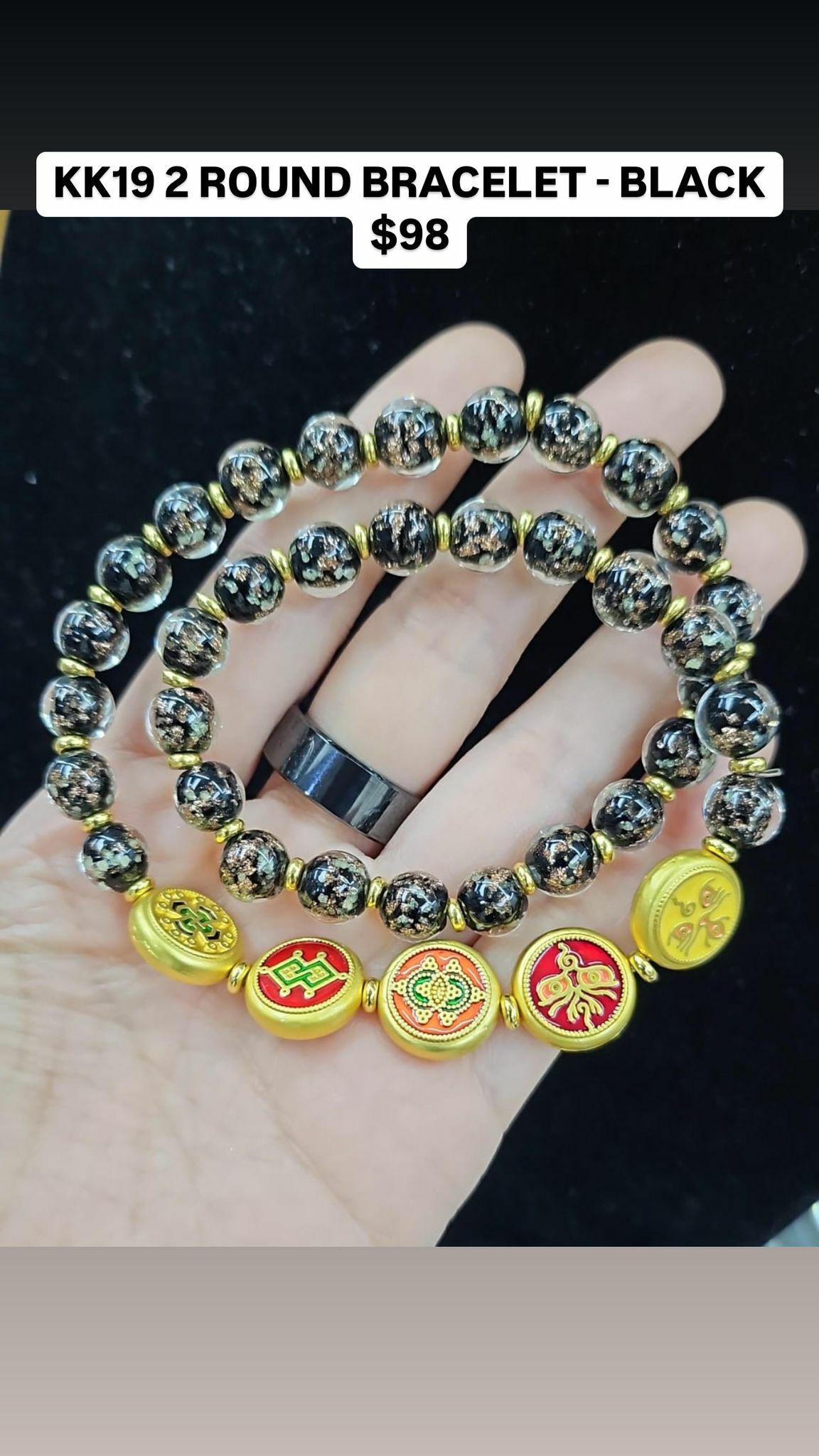 KK19 2 ROUND BRACELET - BLACK