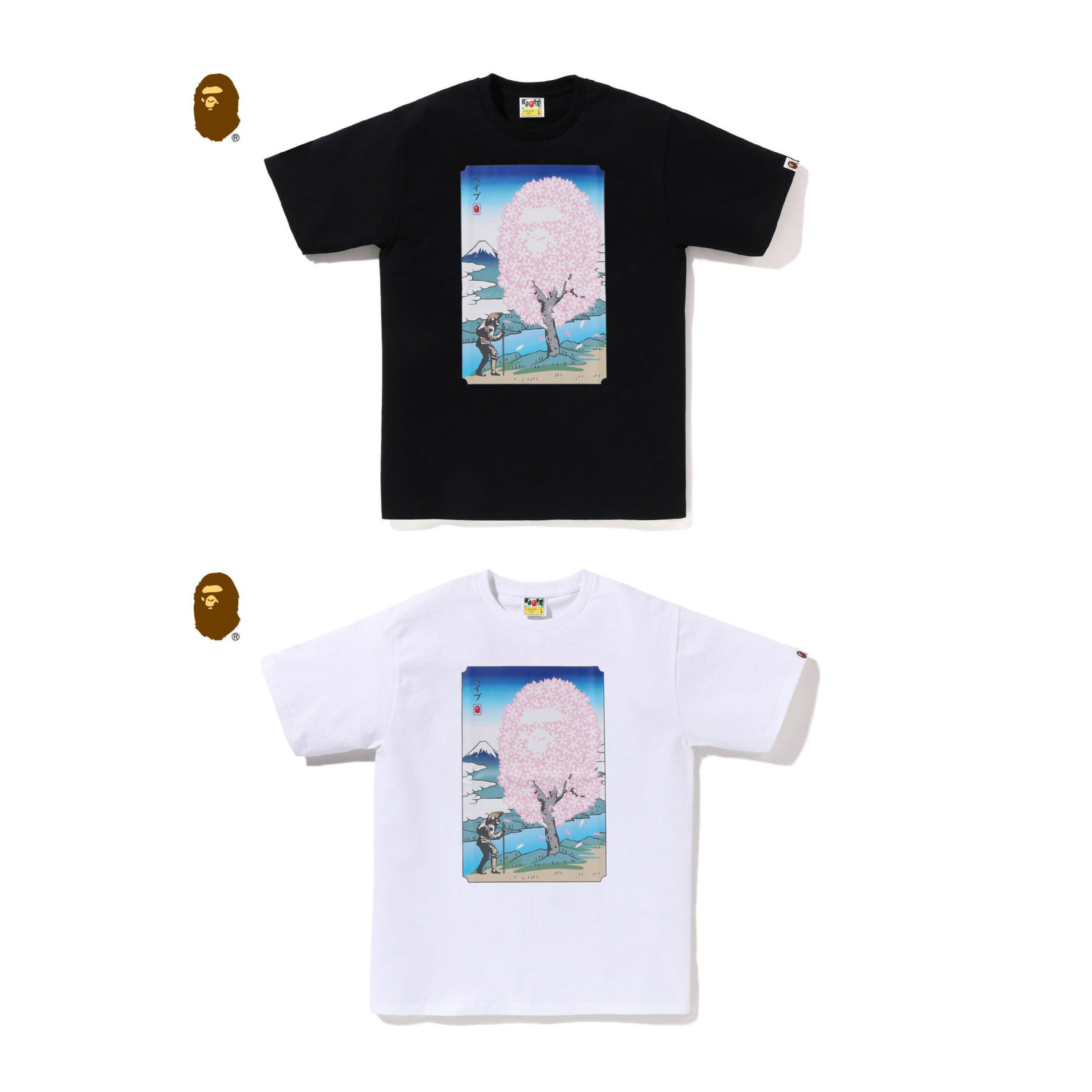 2025SS BAPE A BATHING APE JAPAN SAKURA TEE 浮世繪 櫻花 大頭 照片 短T 現貨 1L22110011