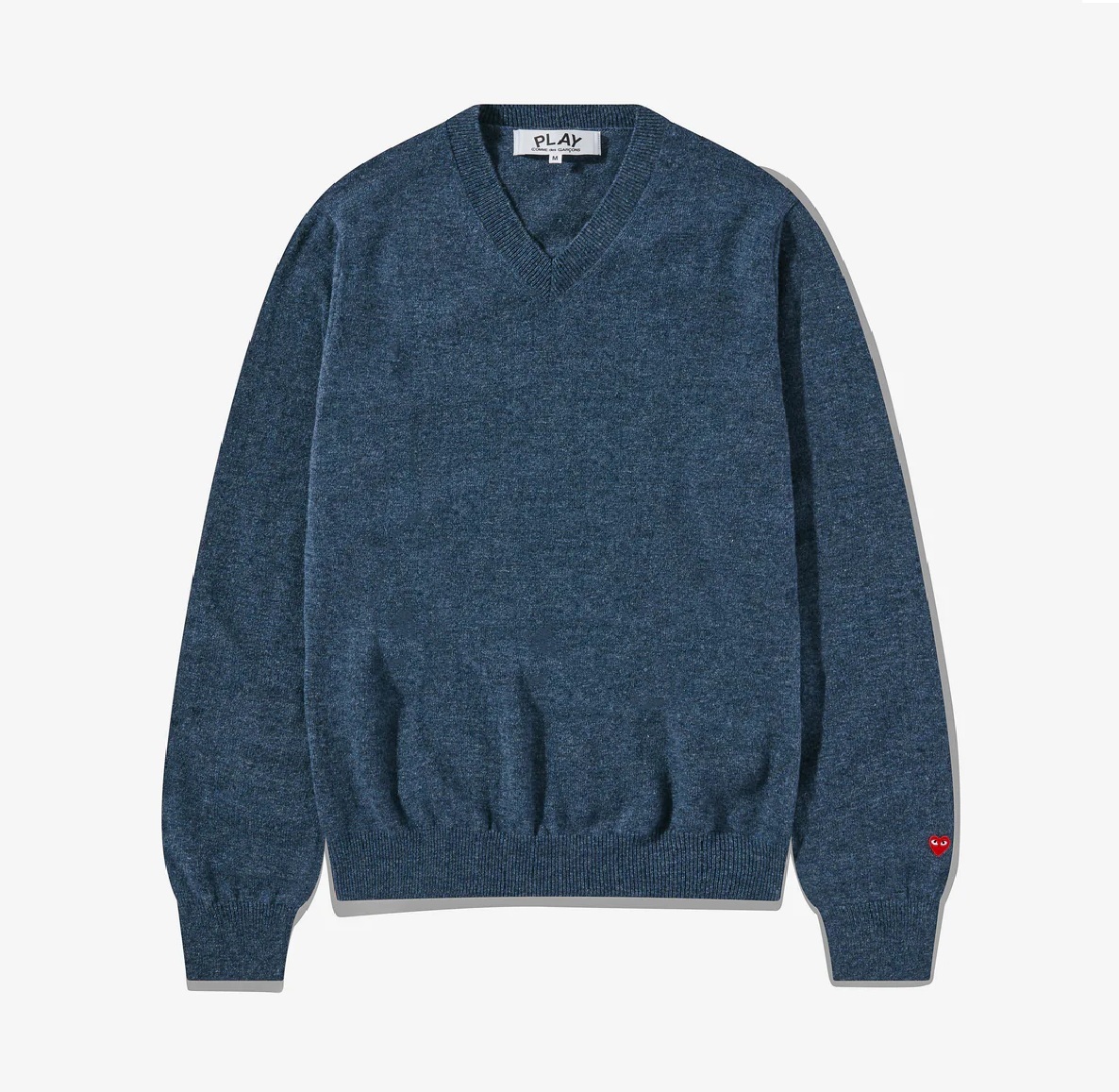 COMME DES GARGONS PLAY LAMBSWOOL V NECK KNIT SWEATER (MEN) - NAVY PRE ORDER ITEM (預訂中)