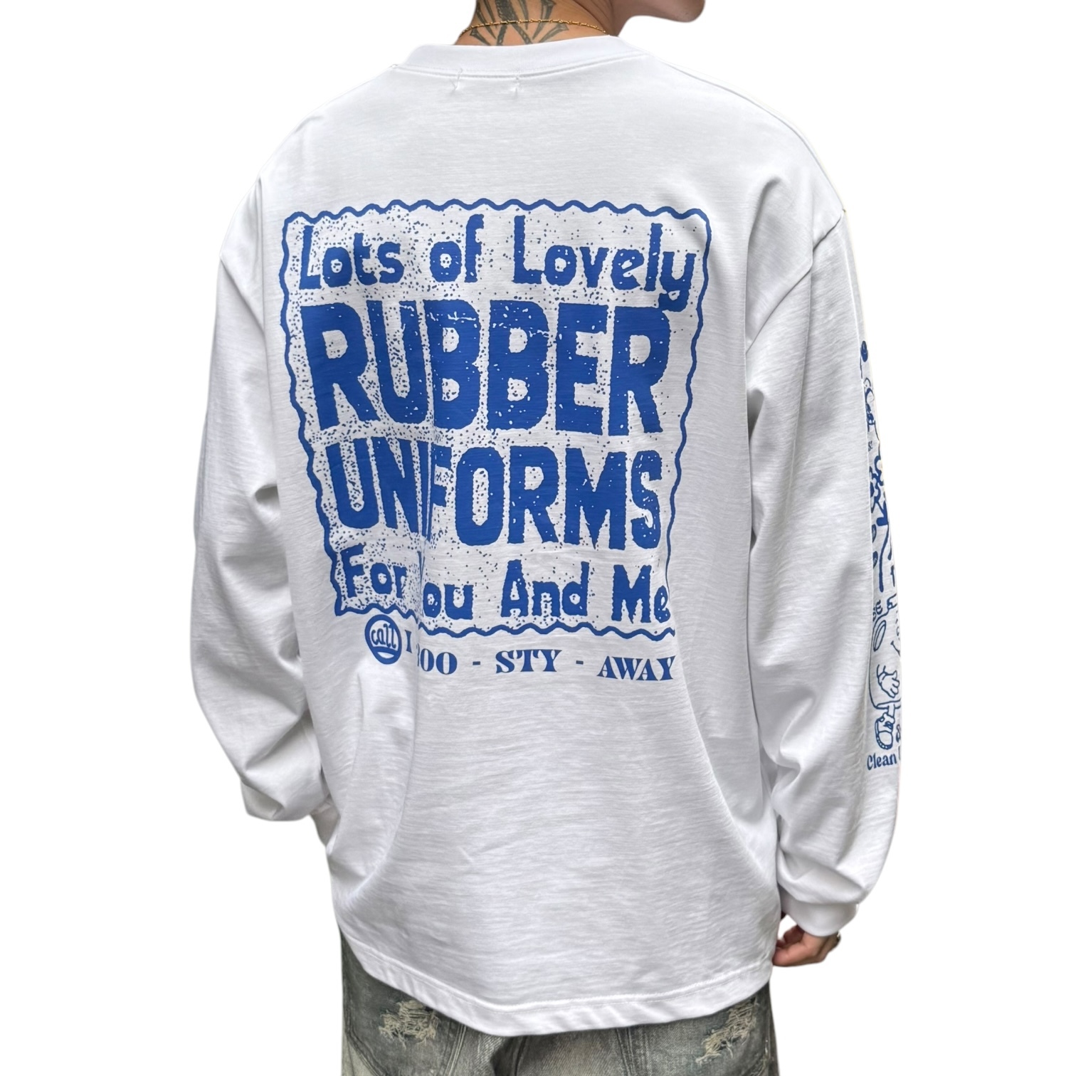 Symphony 長袖-美式字母塗鴉T白