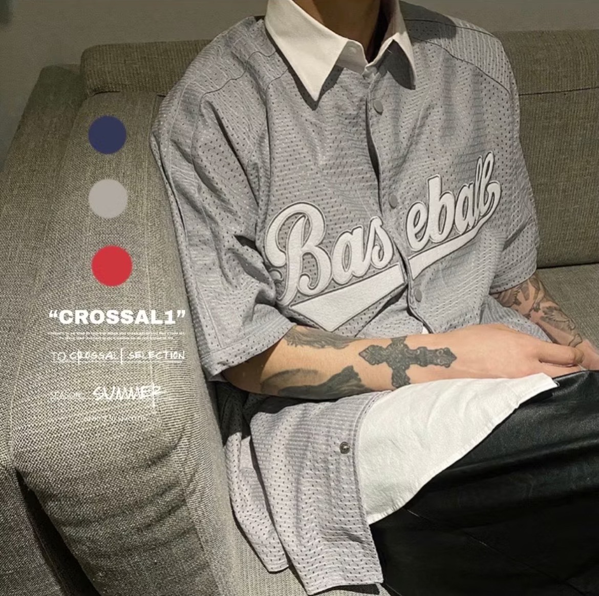 網眼開扣棒球衫