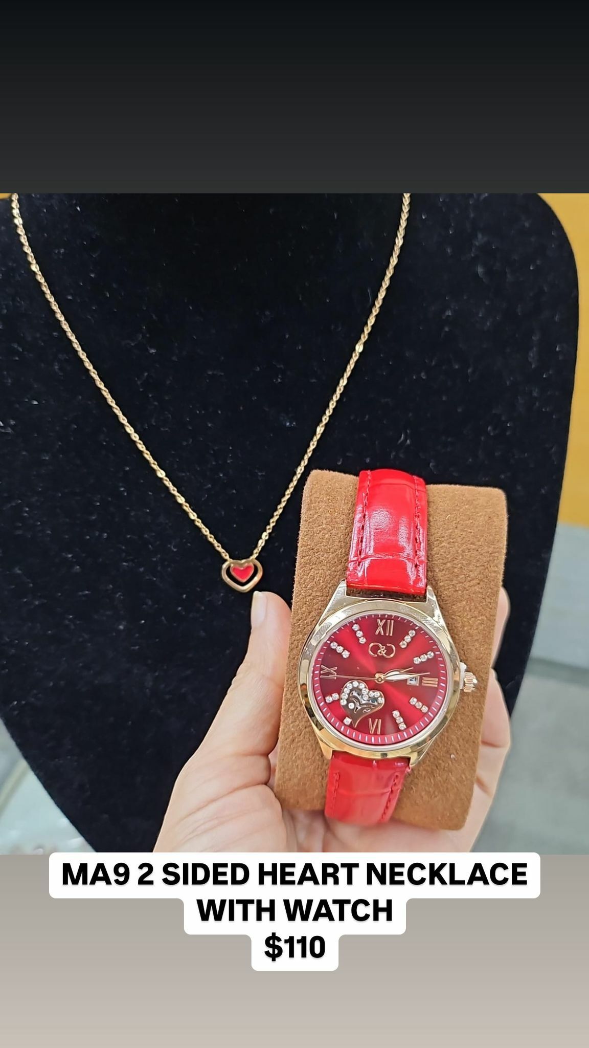 MA9 2 SIDED HEART NECKLACE WITH WATCH