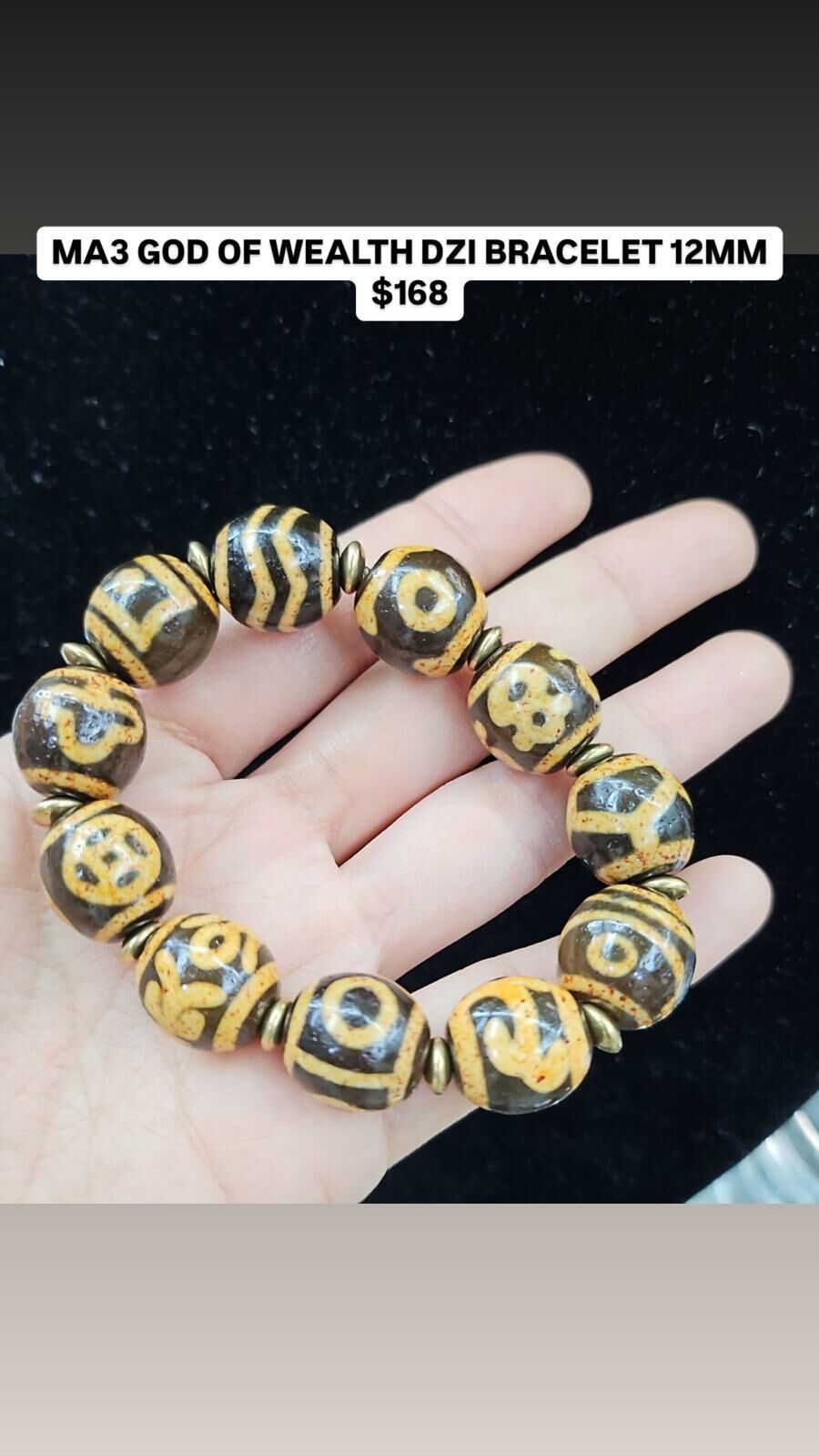 MA3 GOD OF WEALTH DZI BRACELET 12MM