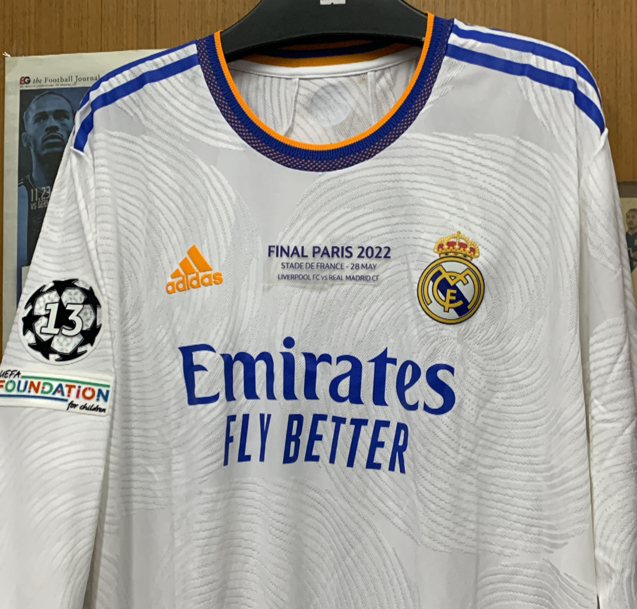 2021 Real Madrid Champions League Authentic L/S Home Shirt with Nameset