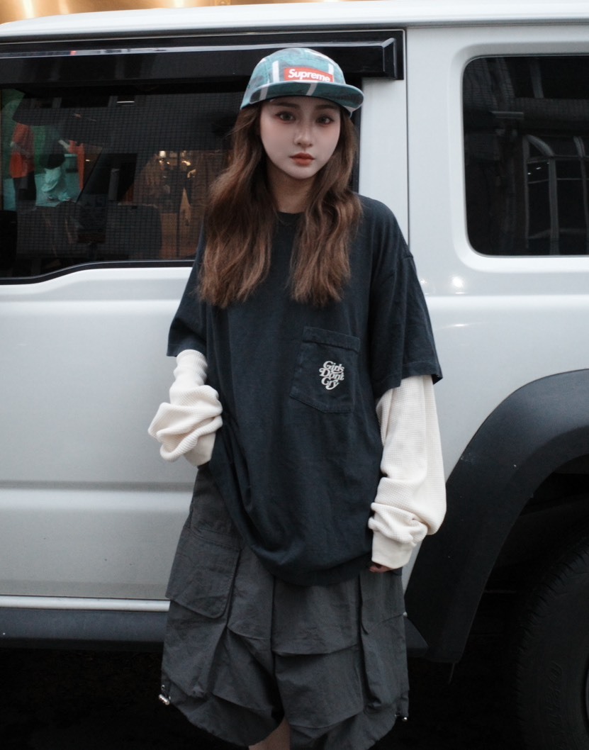 <快速出貨>Cherry x GDC BOXY POCKET THERMAL L/S 假兩件