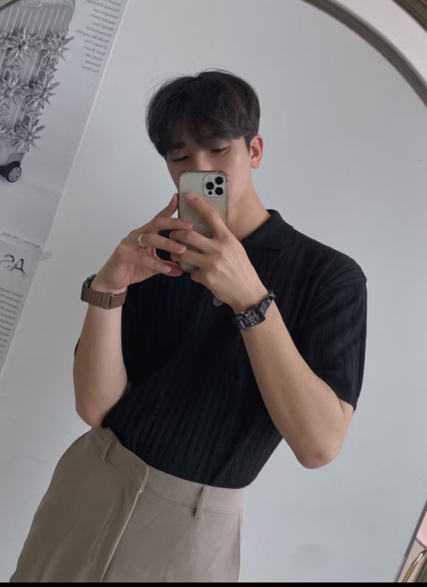 6色坑條純色polo短袖