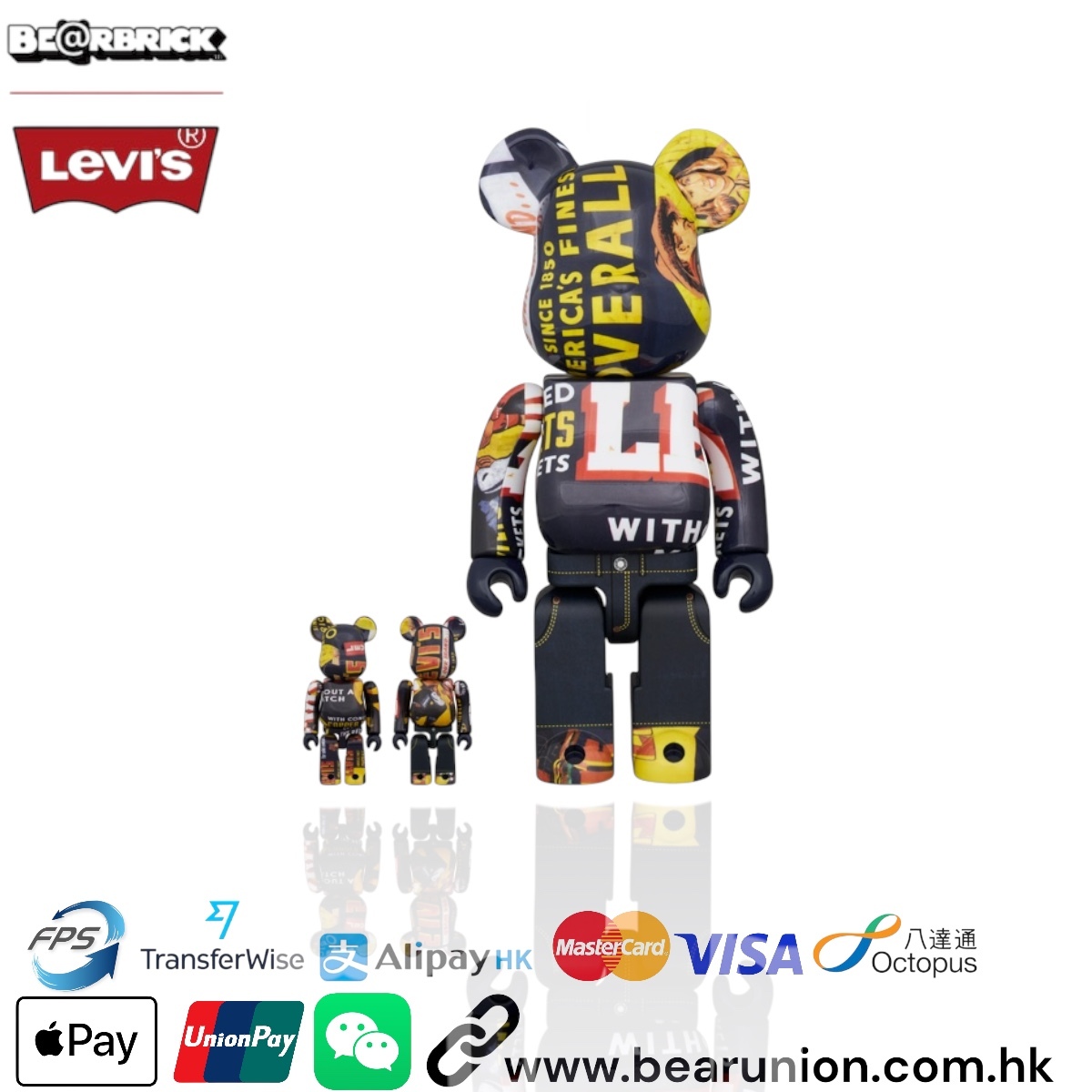 🎏預訂🎏Bearbrick 400% 100% LEVI'S BANNER Set of 3