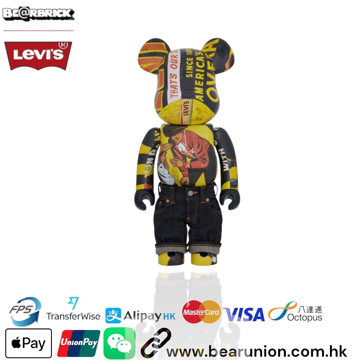 BE@RBRICK LEVI'S BANNER 100％ & 400％ Medicom 400% + 100% Bearbrck ~ Levi BANNER Be@r brick 3pcs