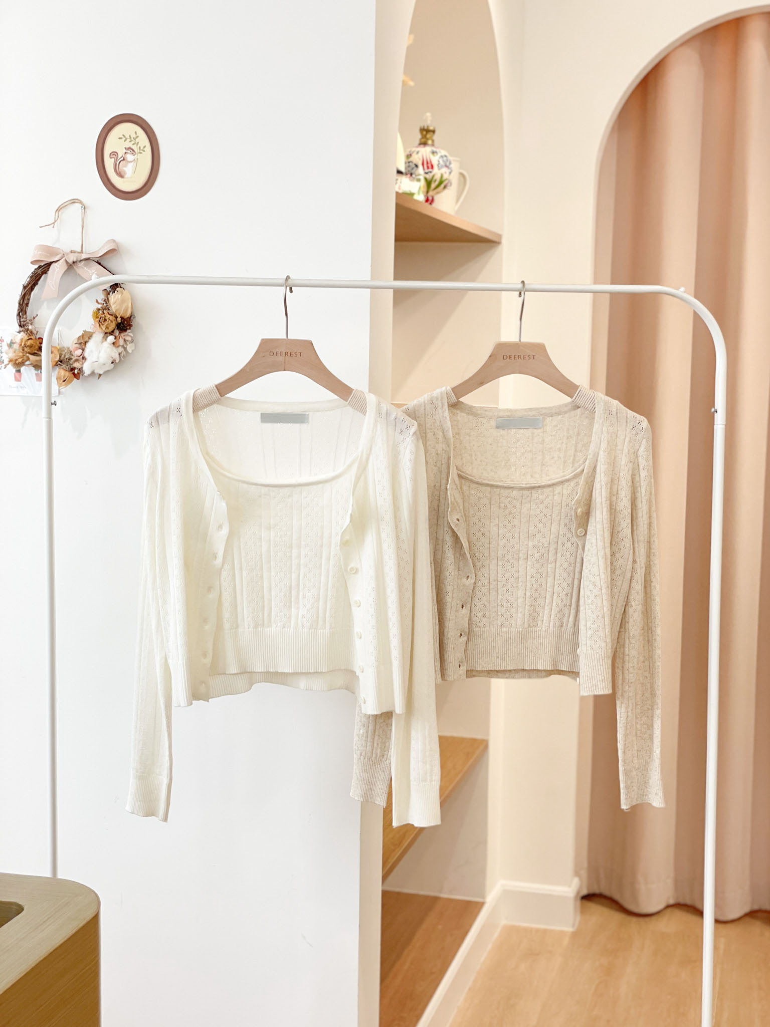 T1246 Oatmeal Braided Top Set