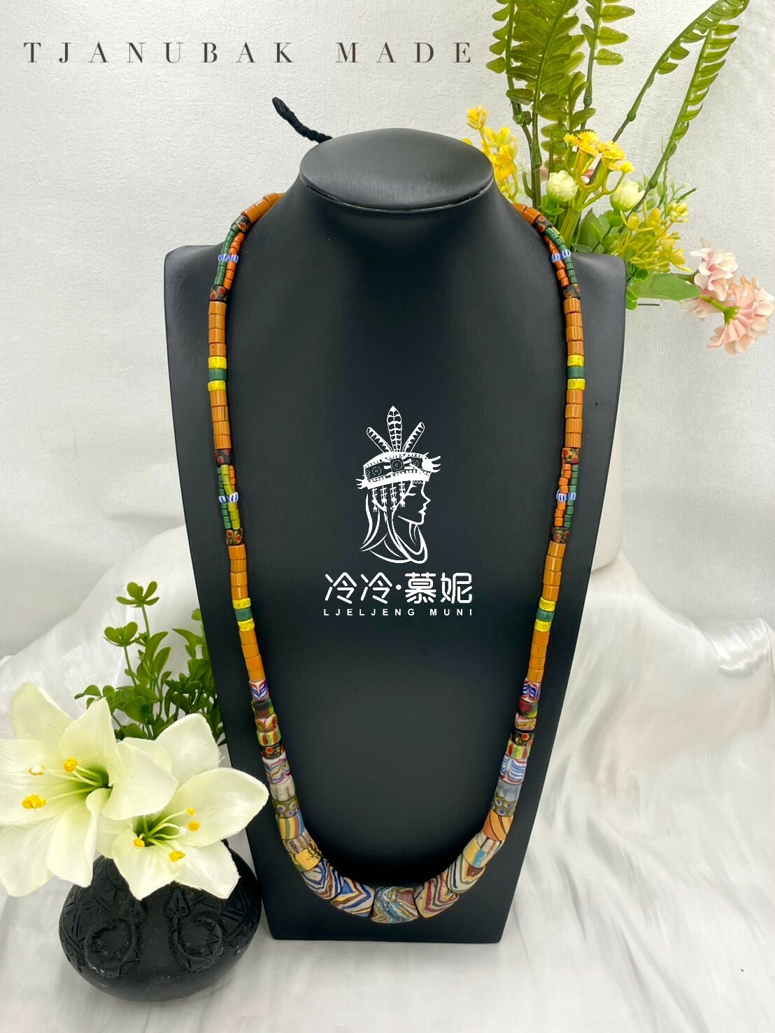 W-No.65傳統花珠單串長鍊83cm