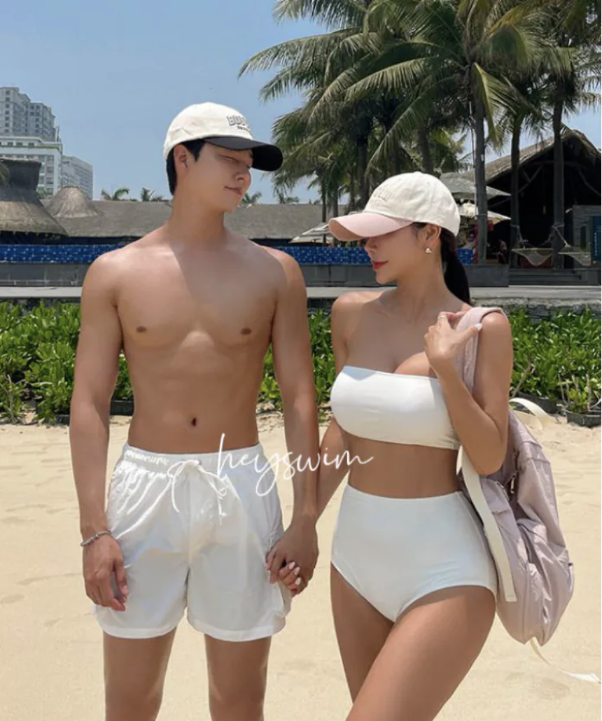 極簡性感綁帶大露背高腰顯瘦泳衣 (8色女生款)