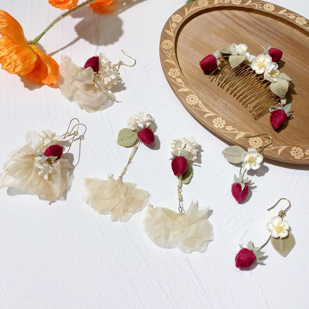[手作家] 草莓耳環/髮梳