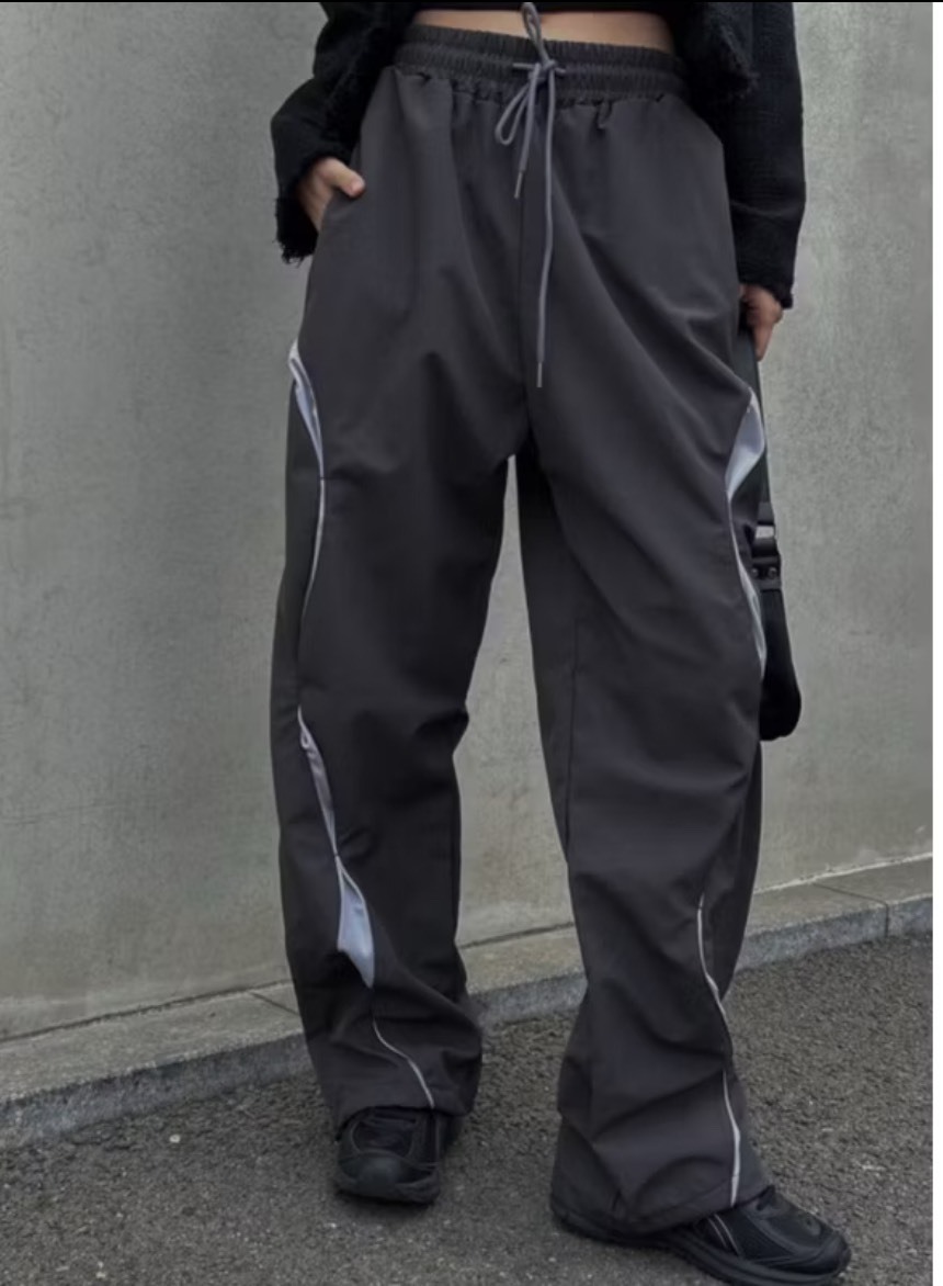 波浪層次剪裁尼龍長褲