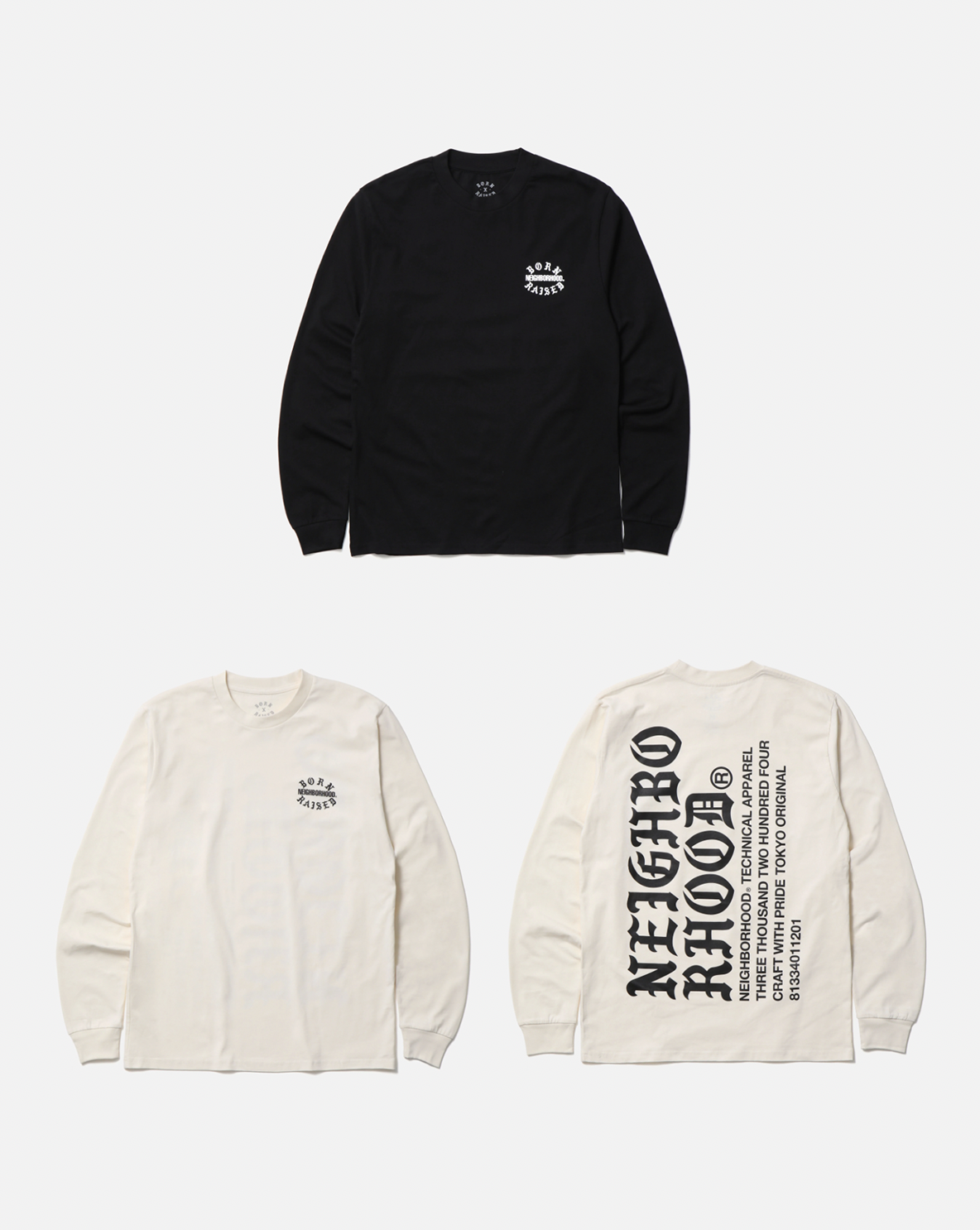 [現貨] NEIGHBORHOOD SS25NH X BORN & RAISED . TEE LS-2 | (Cream / Black)