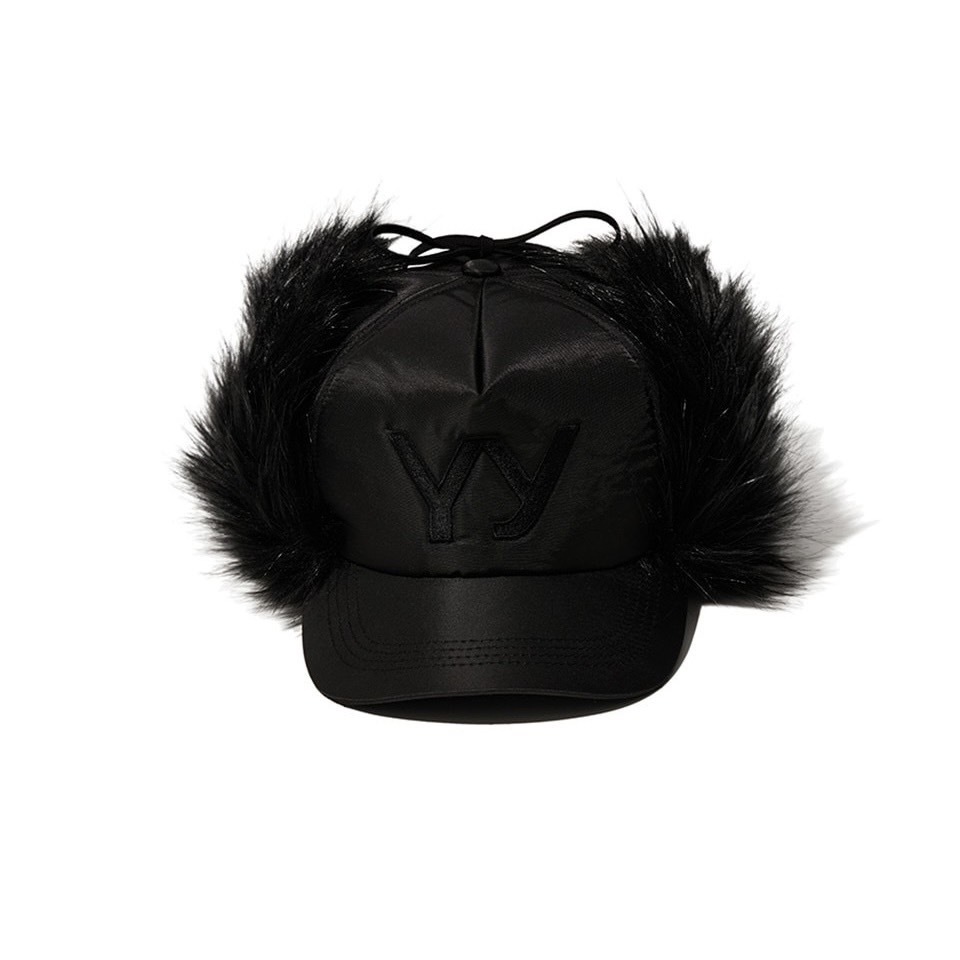 OPEN YY FAUX FUR EARFLAP CAP - BLACK 毛絨 黑
