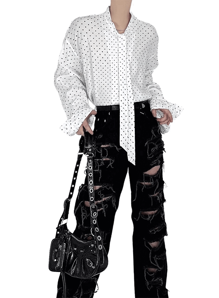 聖羅蘭 圓點領帶襯衫