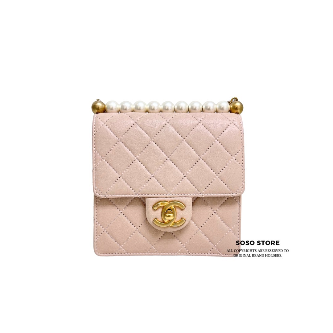 Chanel pearl flap mini - nude pink