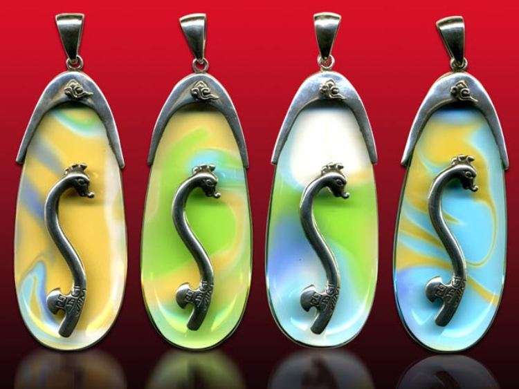 鹿港窯水晶琉璃|龍行天下銀飾項鍊 氣勢非凡龍騰四海開運納福