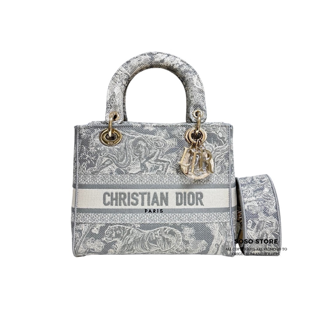 Dior Lady Dior medium size - Grey / Ghw