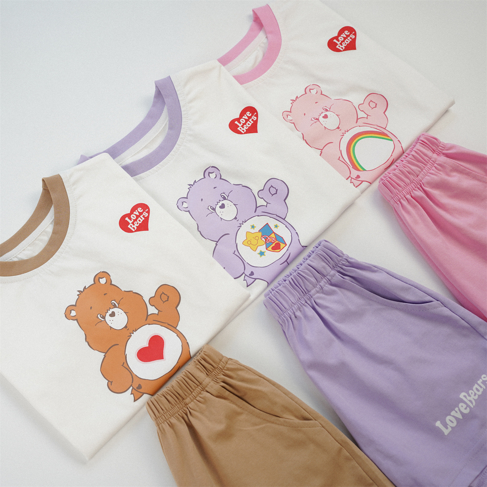 純棉清新三色彩虹熊運動套裝