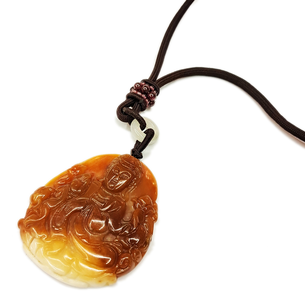 觀音菩薩{天然A貨Q潤雲南黃龍玉}項鍊【十方】137951