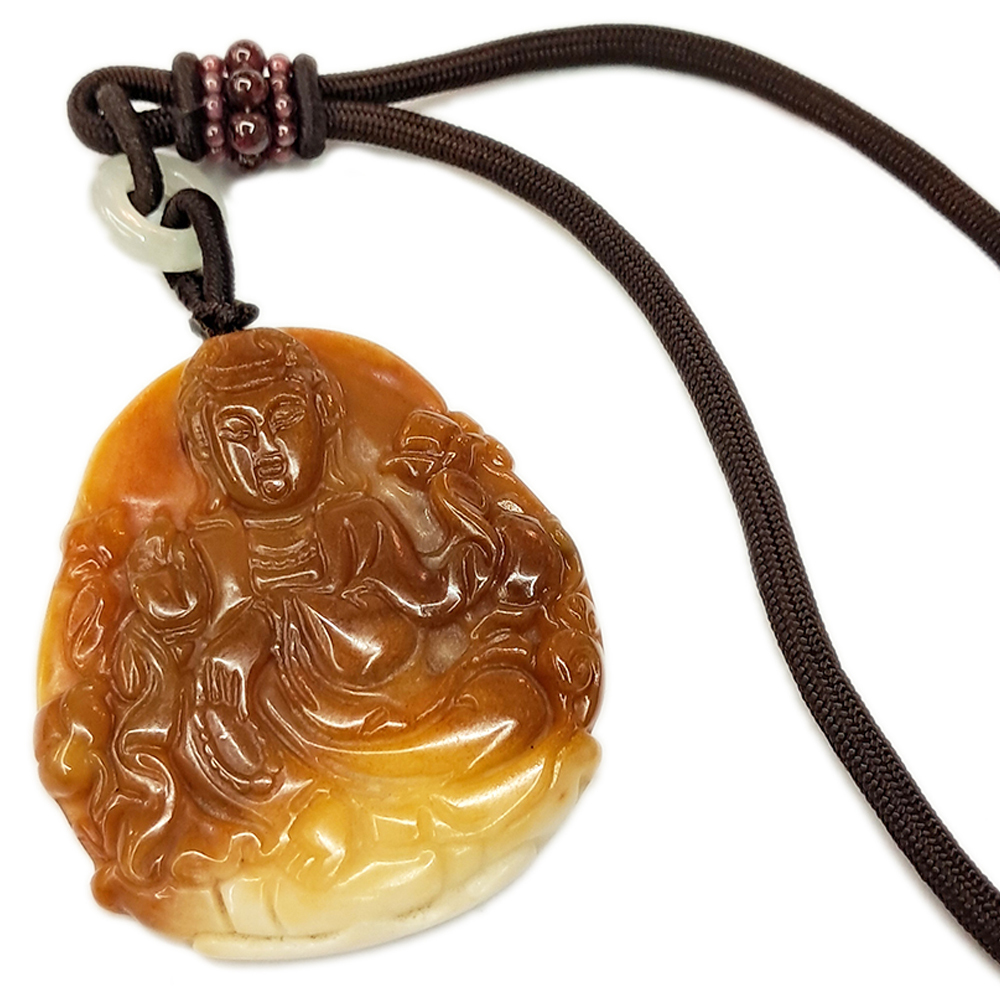 觀音菩薩{天然A貨Q潤雲南黃龍玉}項鍊【十方】137951