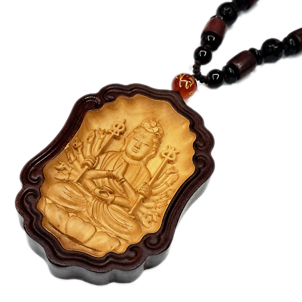 千手觀音{黃楊木}中國結項鍊【十方】138174