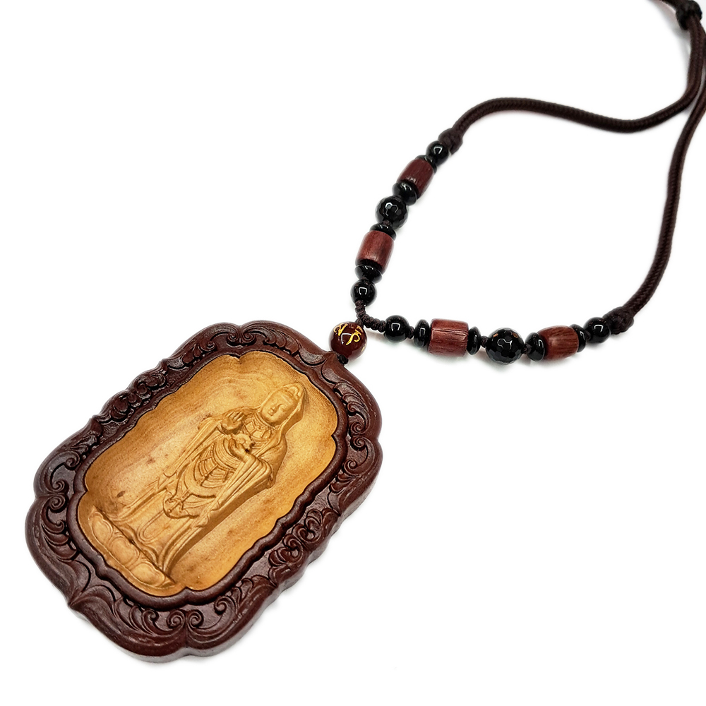 觀音菩薩{黃楊木}中國結項鍊【十方】138242