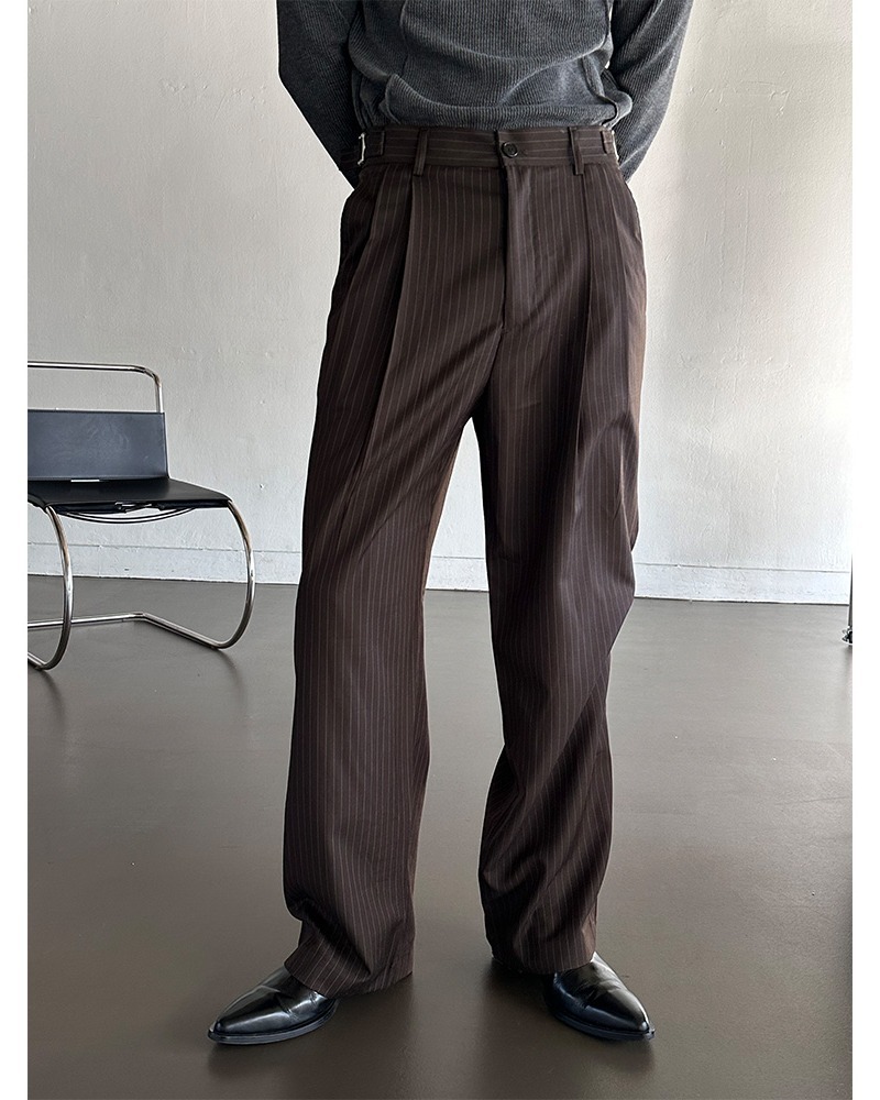 泰拉條紋雙褶褲