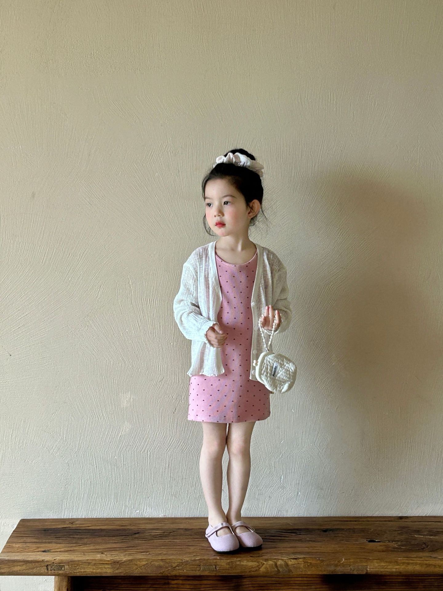 粉色波點背心洋裝