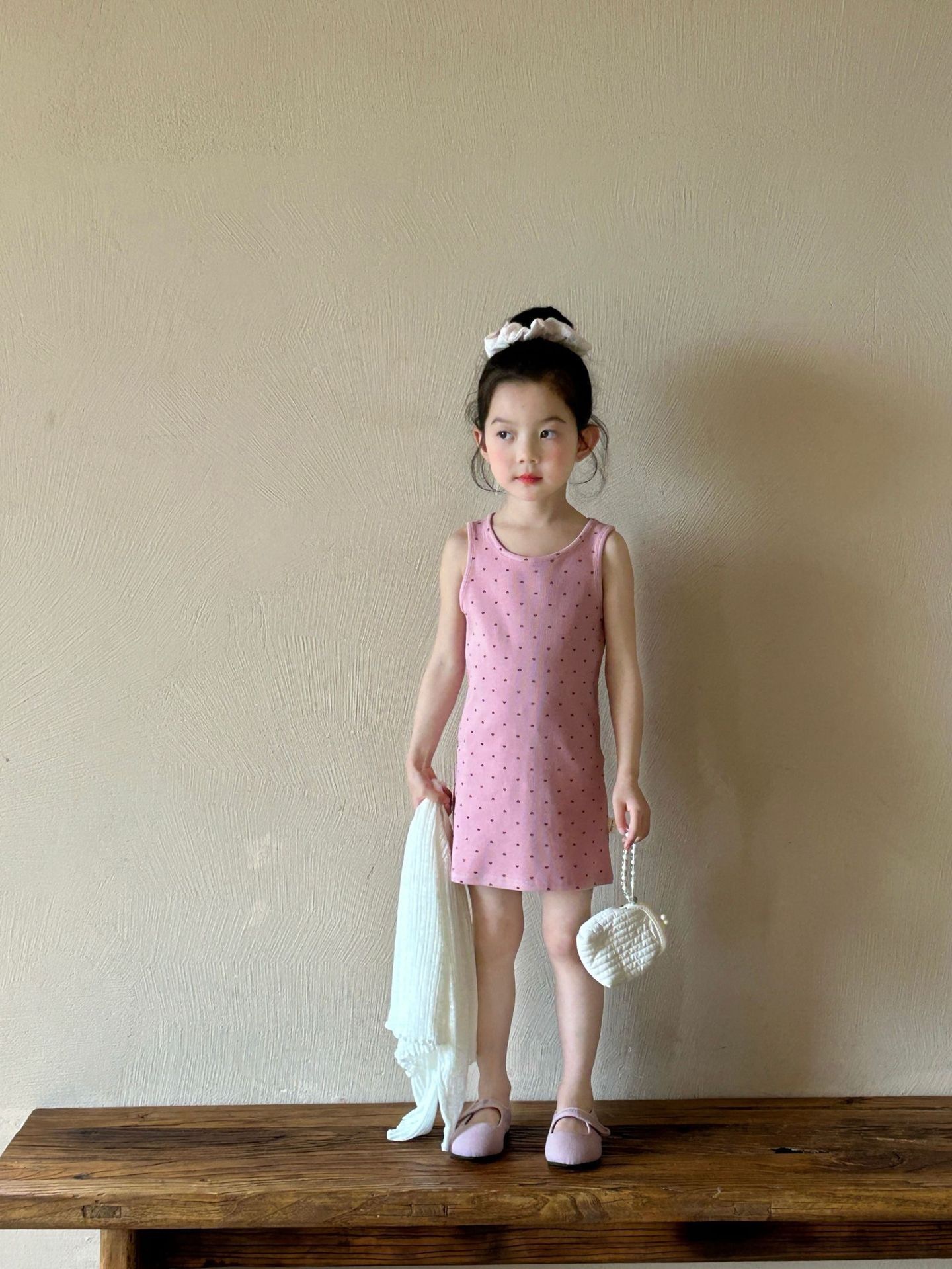 粉色波點背心洋裝