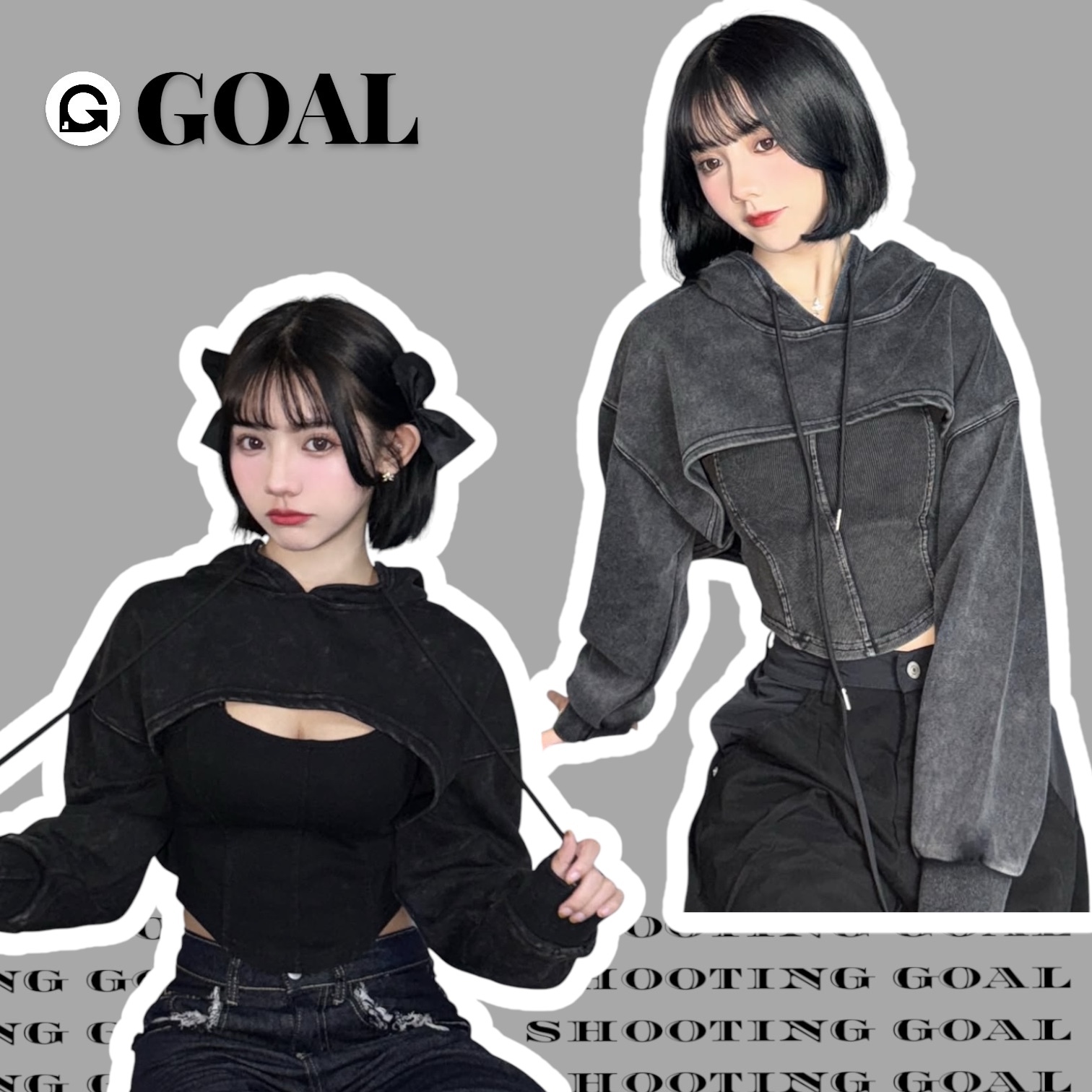 (GOAL) 馬甲背心+連帽短上衣  水洗套裝 5301