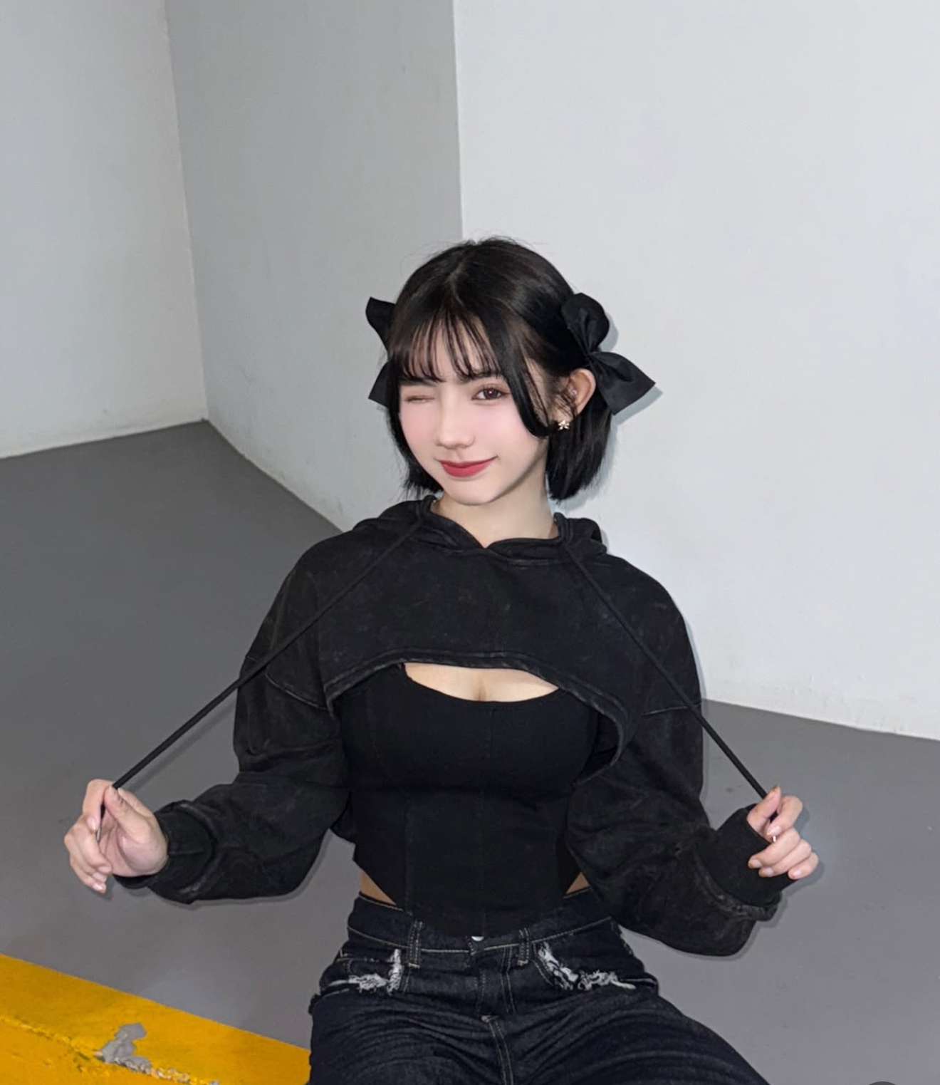 (GOAL) 馬甲背心+連帽短上衣  水洗套裝 5301