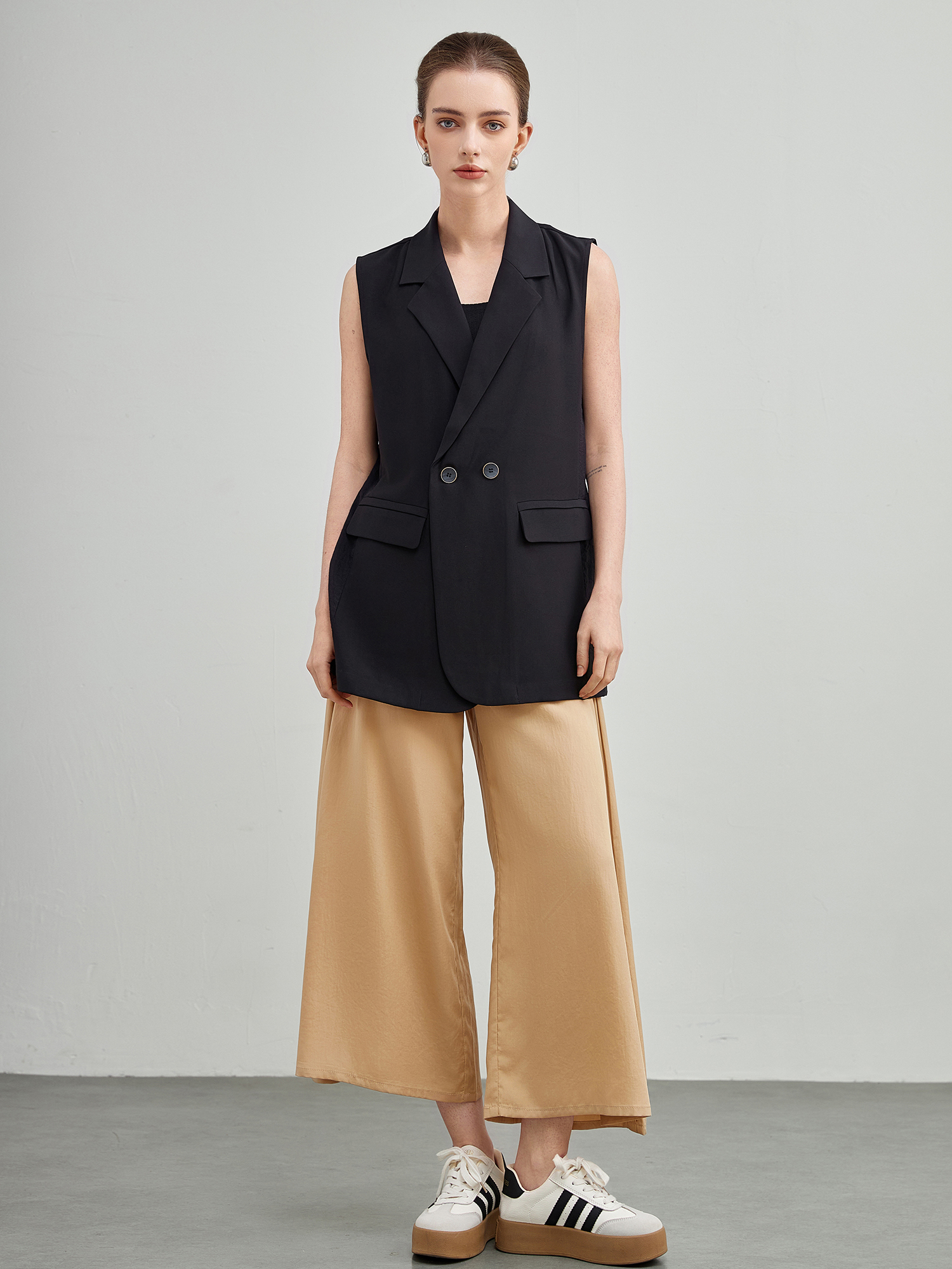 mi-tu 七分休閒闊腳褲