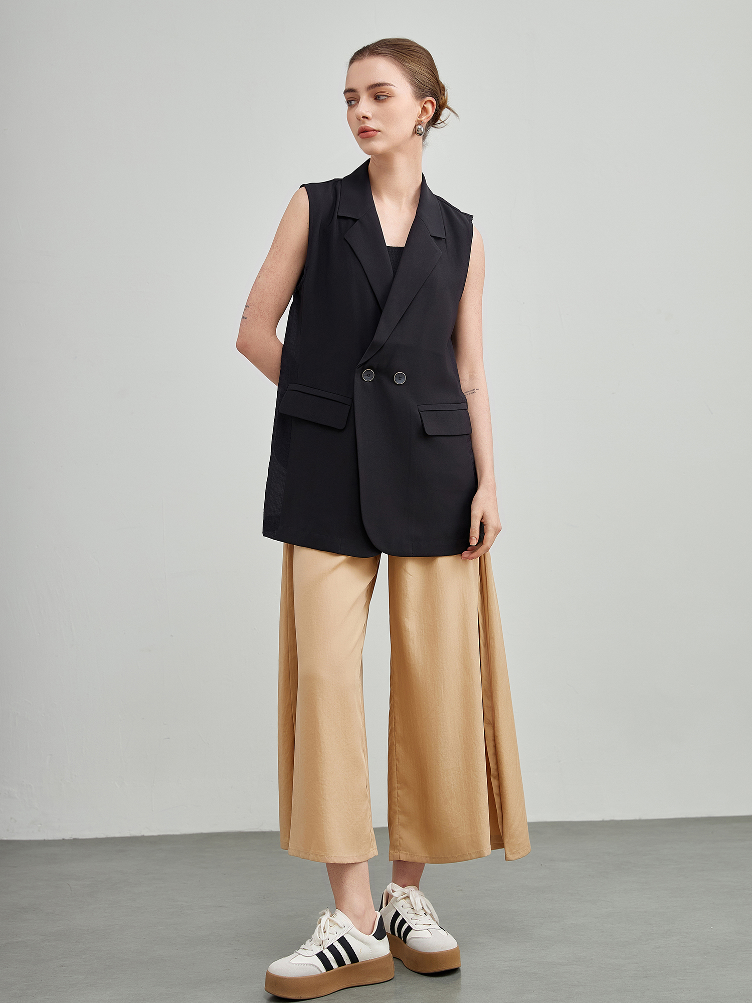 mi-tu 七分休閒闊腳褲