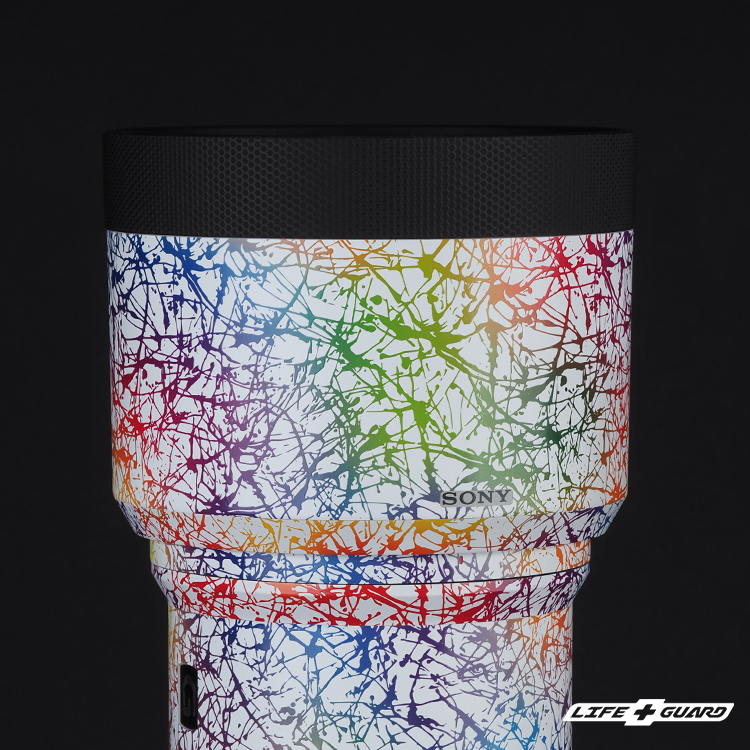 潑墨彩白貼膜遮光罩特寫，LIFE+GUARD 質感風格設計