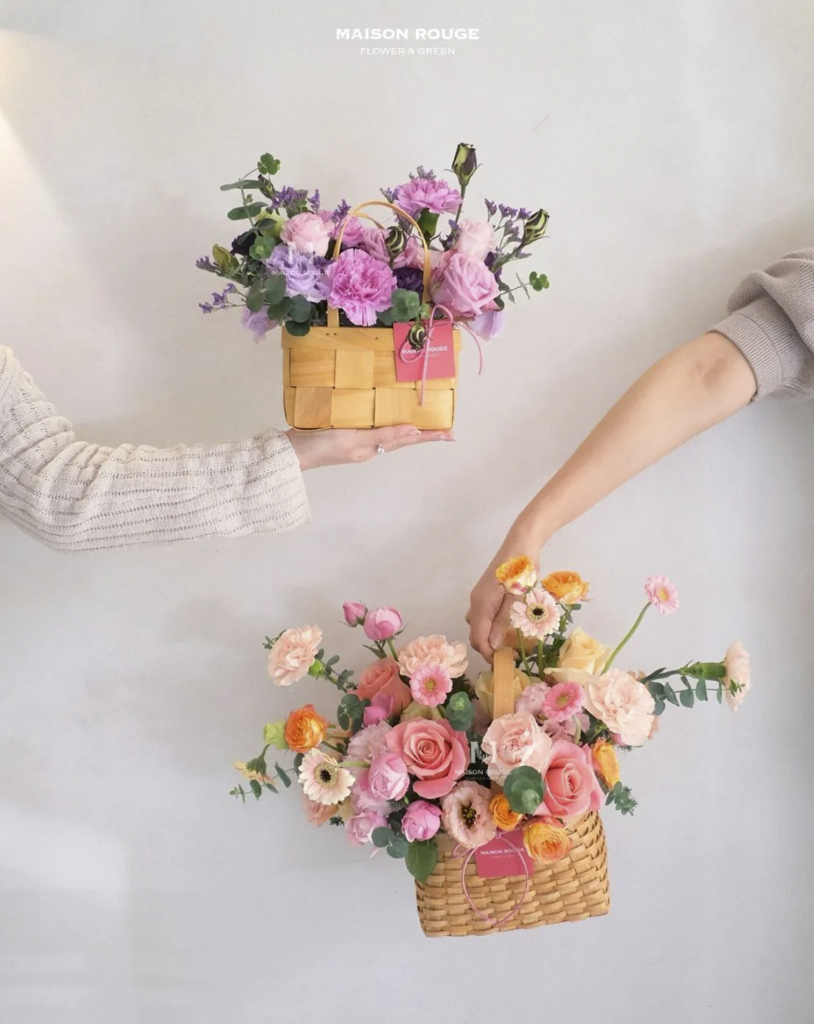 貳樓有花・小提籃・杏粉色