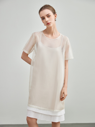 mi-tu 網紗圓領連身裙