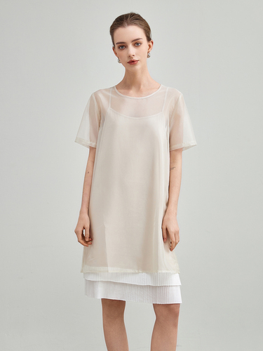 mi-tu 網紗圓領連身裙