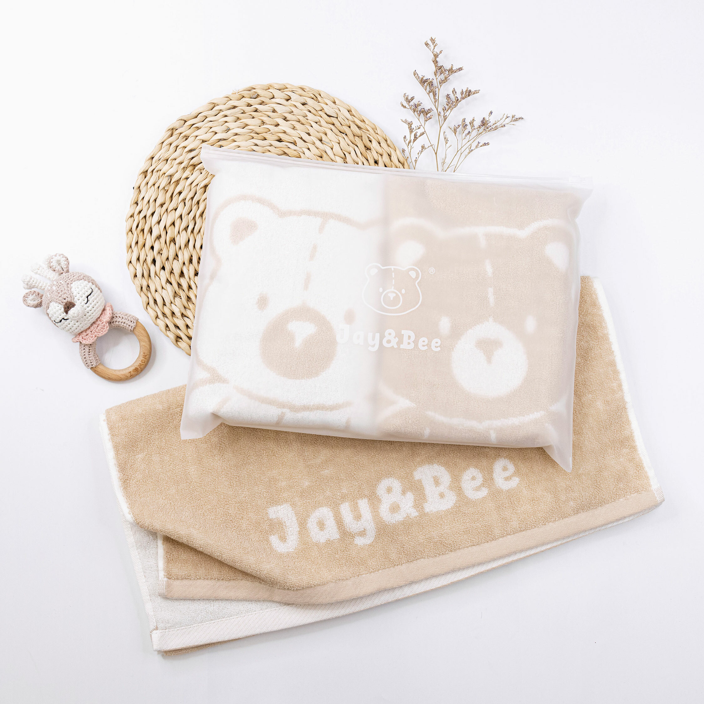 【JS0349】原創奶茶小熊浴巾(兩入一組)