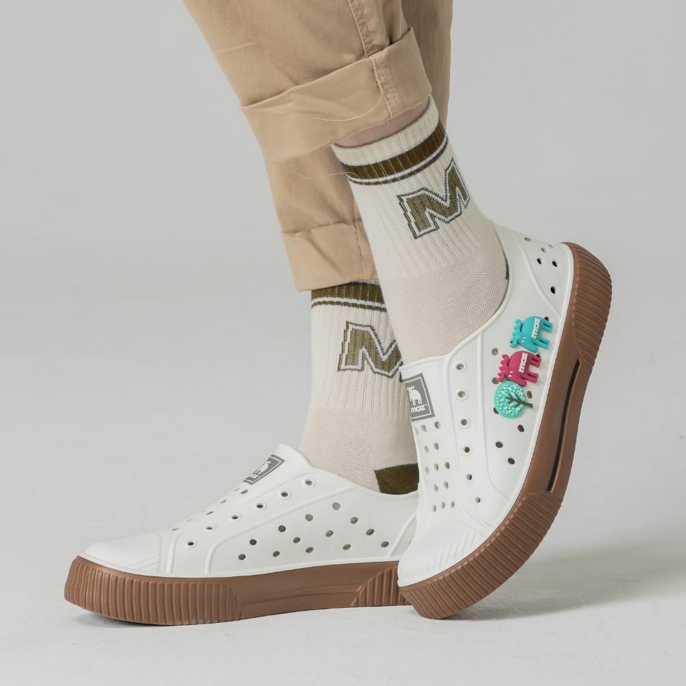 mumu樣專用 moz瑞典駝鹿雙色洞洞餅乾水鞋(牛奶焦糖) 全球首創舒適厚底防潑水